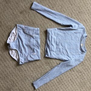 Seea rash guard crop with high waisted bottoms